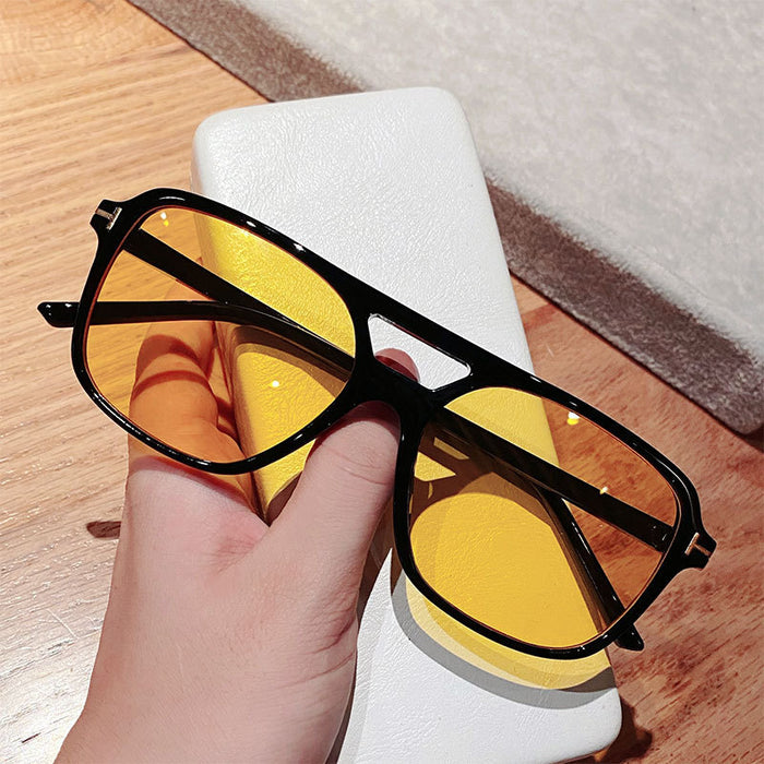 Wholesale T-shaped sunglasses, fashionable square double beam sunglasses, new sunglasses