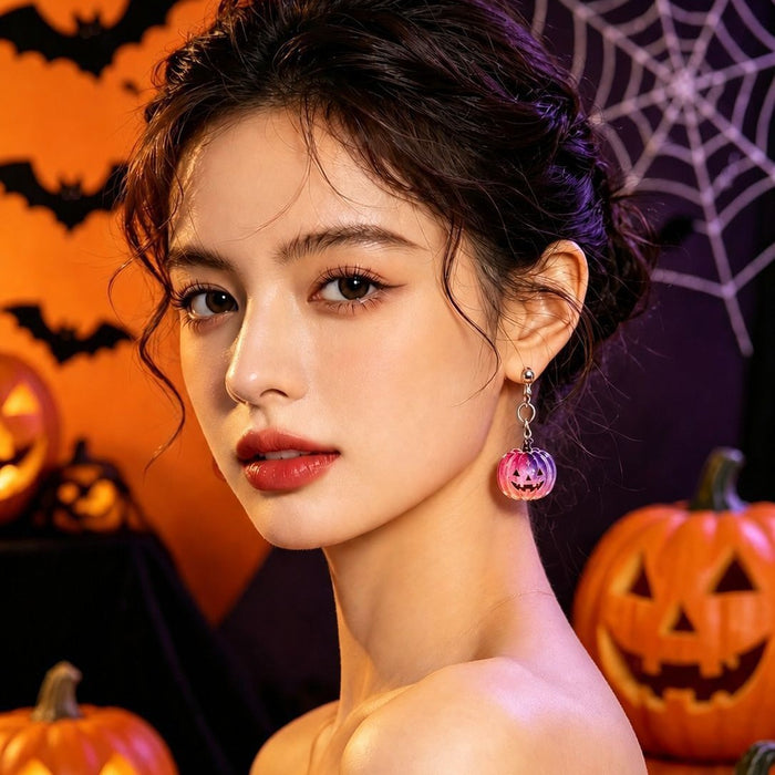 Wholesale  Acrylic Pumpkin Head Earrings Retro Festival Jewelry Accessory MOQ≥2