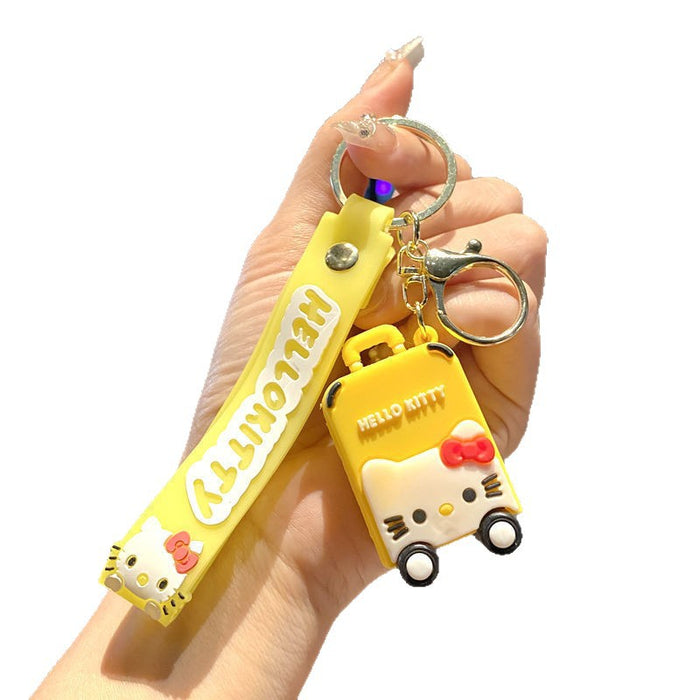 Wholesale Cute Cartoon Cat Luggage Keychain Pendant Soft Rubber Bag Charm Red Travel Accessory Gift