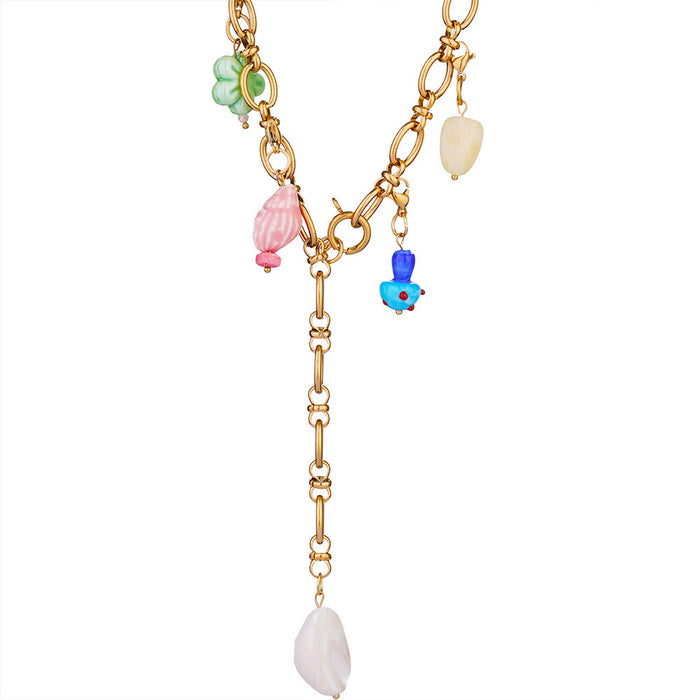 Wholesale Original design: Pearl necklace with fashionable temperament and high-end feel, paired with glass pendant
