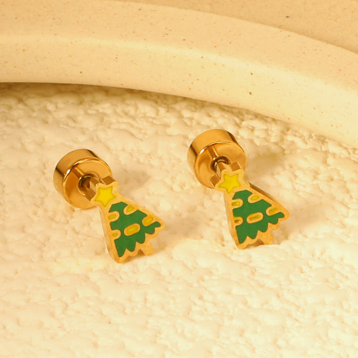 Wholesale Christmas Earrings Stars Christmas Tree Bells  Christmas Earrings,  Stainless Steel Spiral Earrings