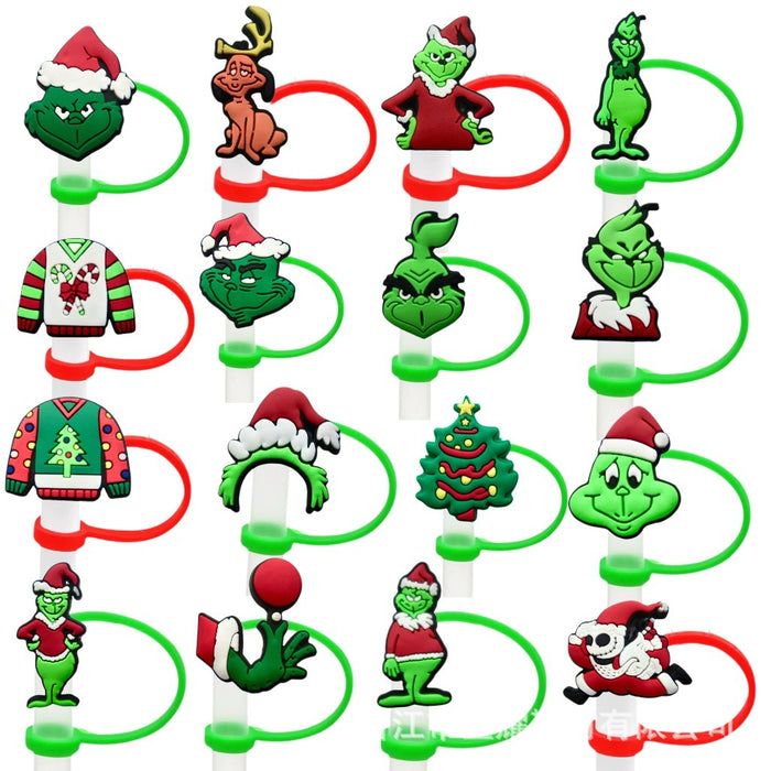 Wholesale 10pcs Christmas Straw Cap  Silicone Cup Accessories