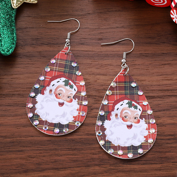 Wholesale Christmas Drop Earrings Leather Resale Jewelry Accessory