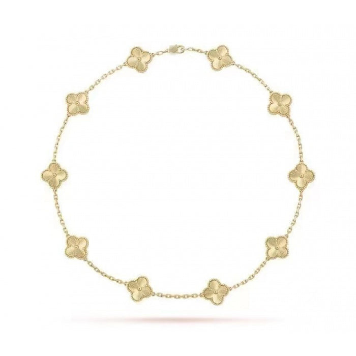 Wholesale Black agate ten flower necklace, double-sided clover collarbone chain