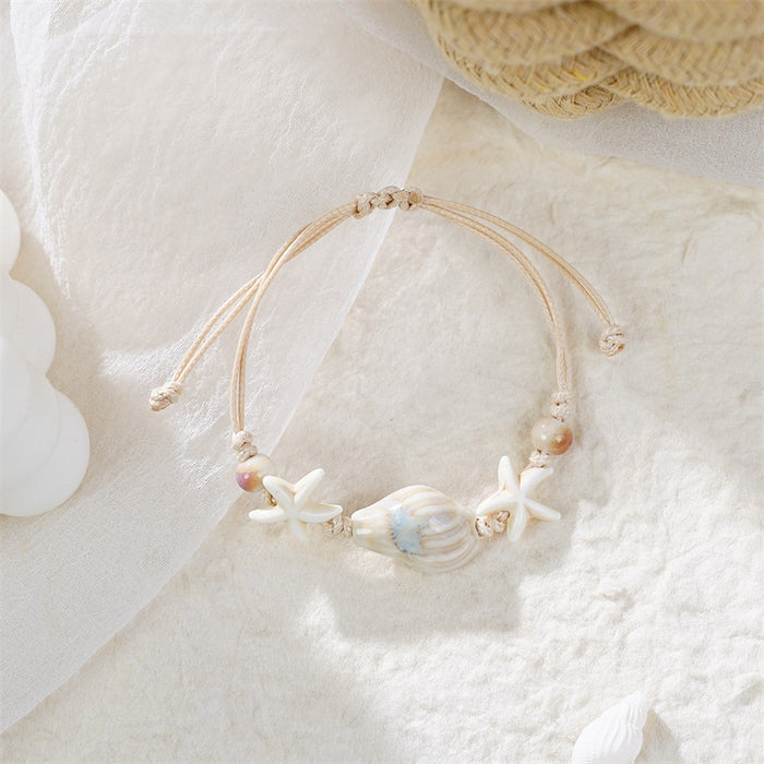 Wholesale Ceramic Beach Style Handmade Bracelet Women' s Bohemian Starfish Conch Beaded Jewelry