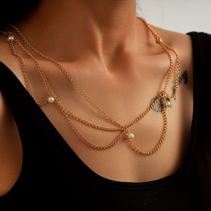 Wholesale 2pcs Turquoise Pearl Pendant Retro Necklace