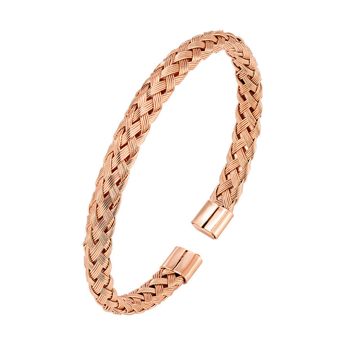 Wholesale Simple Stainless Steel Fried Dough Twists Braid Steel Wire Open Bracelet Woven Mesh Bracelet Titanium Steel Jewelry
