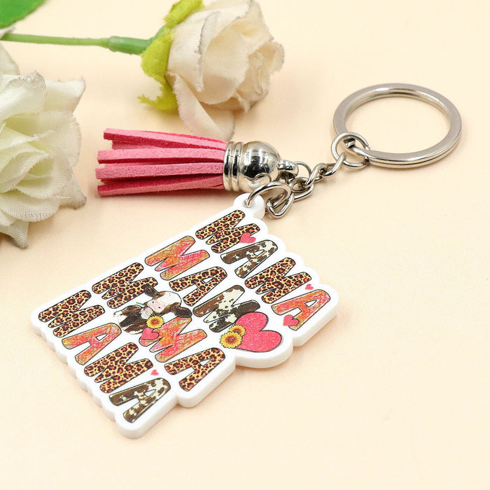 Wholesale Mother's Day Cow MAMA Acrylic Keychain JDC-KC-XYan008