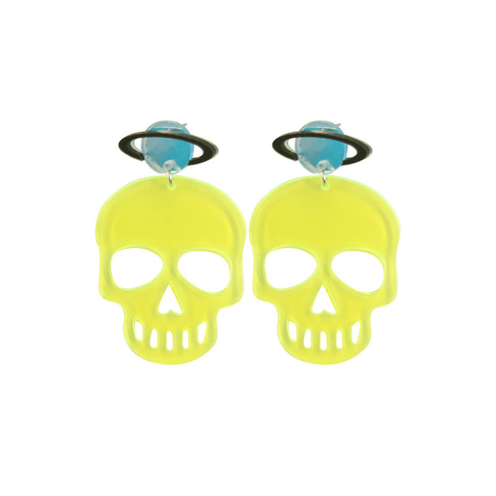 Wholesale Halloween Series Skull Ghost Death Flower Love Acrylic Printing Earrings JDC-ES-QingM001