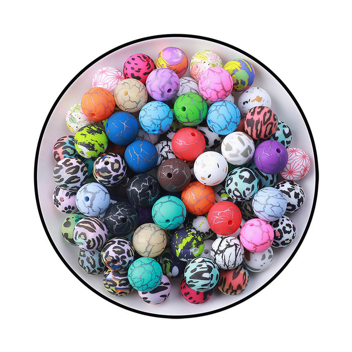 Wholesale 100PCS Water Transfer Printing Silicone Beads JDC-BDS-HeXing021