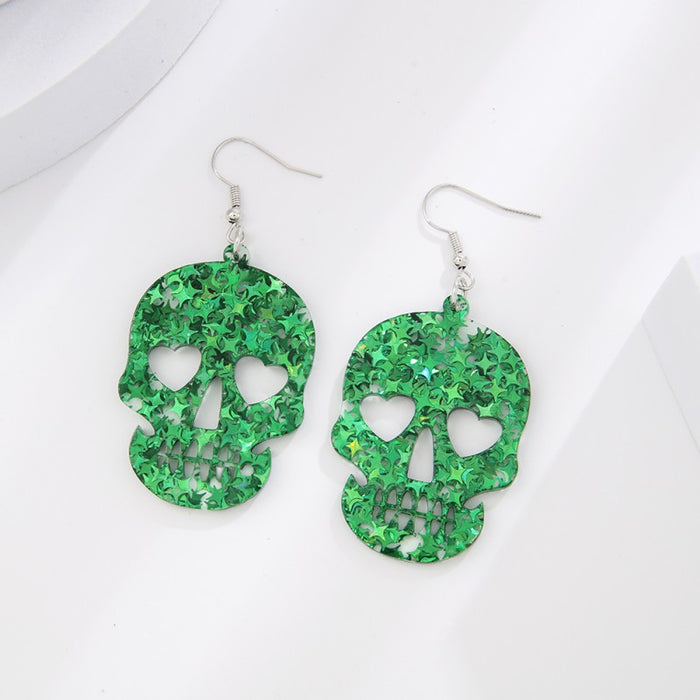 Wholesale Star sequins acrylic earrings women' s simple personality  skull pendant plate earrings