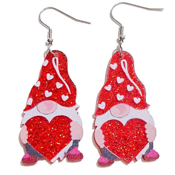 Wholesale 2pairs/pack Glitter Acrylic Pink Valentine's Day Animal Earrings JDC-ES-HeYi095