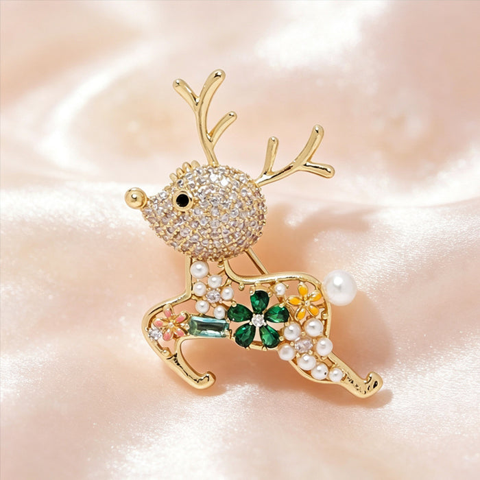 Wholesale Vintage Hollow Out Deer Brooch Alloy With Pearl Flower Accent Stylish Accessory For Suits ves Bags And Bag Charm