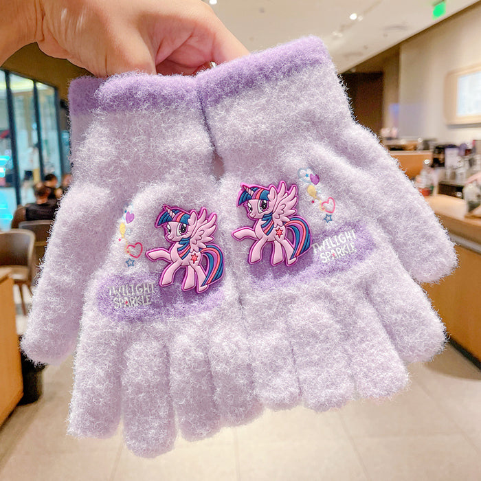 Wholesale New Children's Gloves Winter Plus Velvet Thickened Half Finger Gloves Winter Warm Artifact My Little Pony JDC-GS-Zaix003