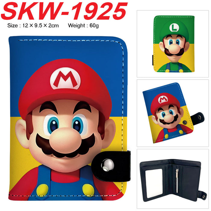 Wholesale Plumber Vertical Snap Wallet Anime Cartoon Two Layer Coin Purse PU Street Trend Accessory Casual Gift For Game Fans
