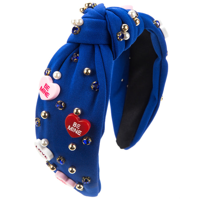 Wholesale Heart-shaped headband with rhinestones and pearls for Valentine' s Day