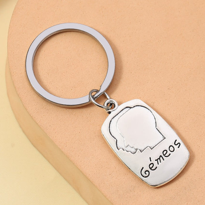 Wholesale Alloy Electroplating Constellation English Letter Keychain JDC-KC-RongRui071