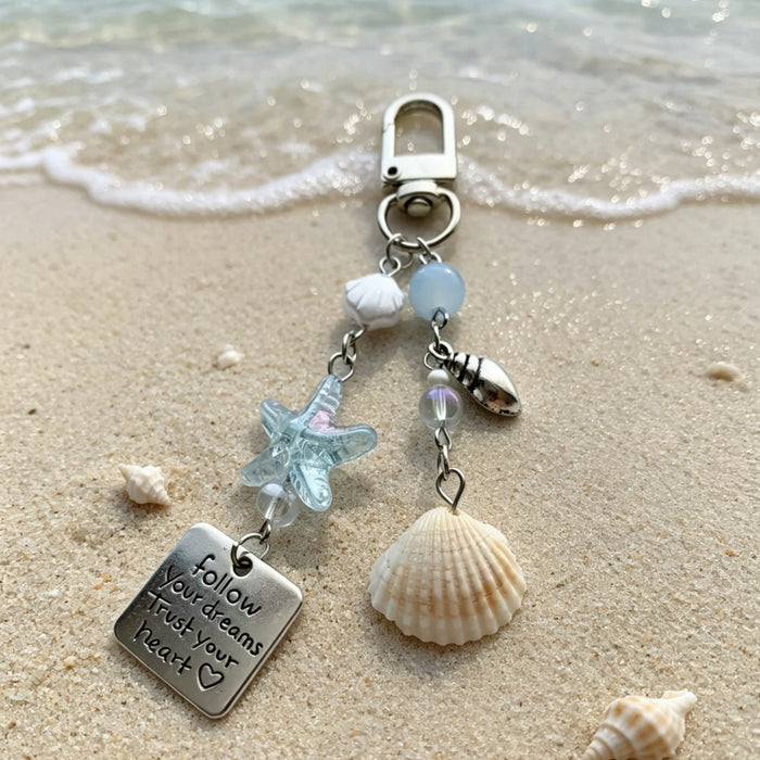 Wholesale Alloy Starfish Shell Bag Charm Keychain Trendy Fresh Style