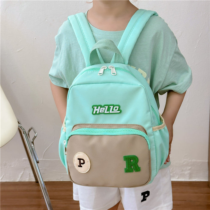 Wholesale Letter Contrast Nylon Children's Backpack JDC-BP-YuanDuo083