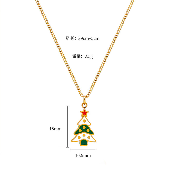 Wholesale Christmas Cartoon Oil Dripping Creative Design Necklace