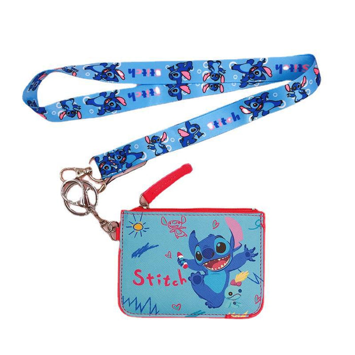 Wholesale PU Cartoon Printing with Key Chain Lanyard Card Holder Coin Purse JDC-WT-YaLL017