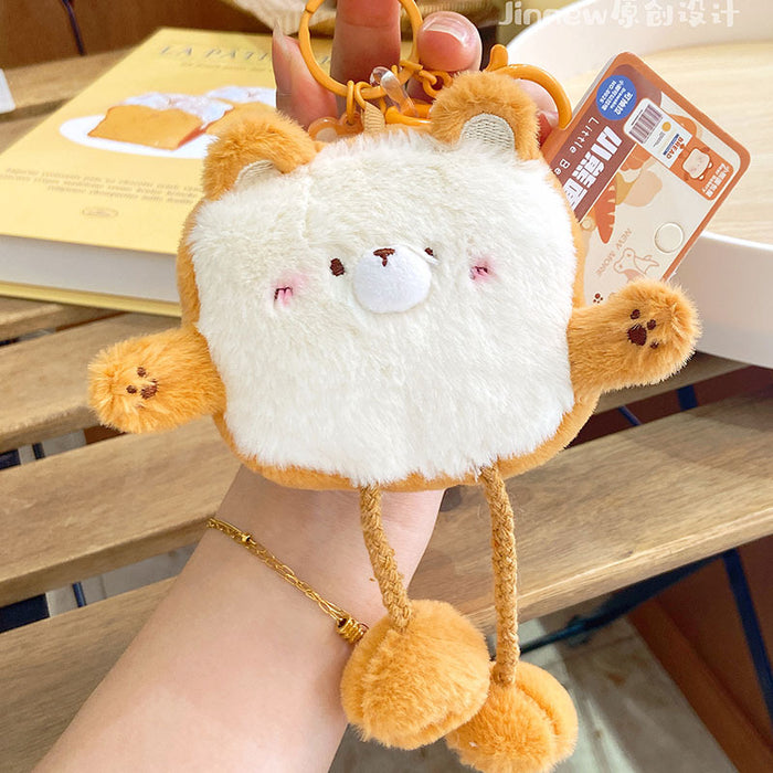 Wholesale Bear Bread House Pull Plush Pendant Keychains
