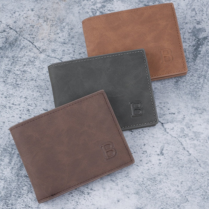 Wholesale Retro Men' s Short Wallet 2-Fold Multi-Card PU Black Wallet Fashion Accessory