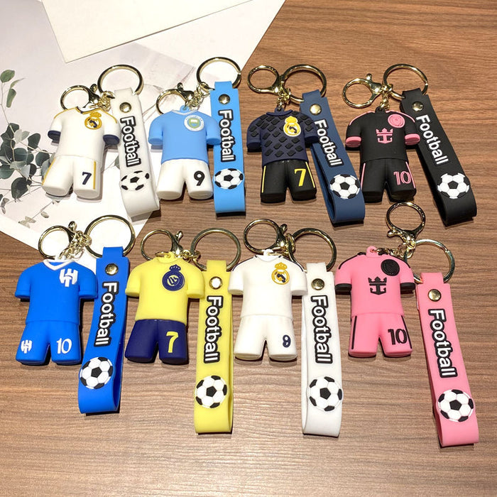 Wholesale Football Jersey Keychain Cartoon Doll School Bag Pendant Car Key Chain Small Gift