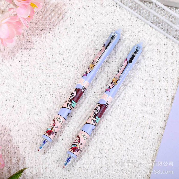 Wholesale Push-to-erasable pen crystal blue quick-drying erasable gel pen cartoon cute heat-erasable pen