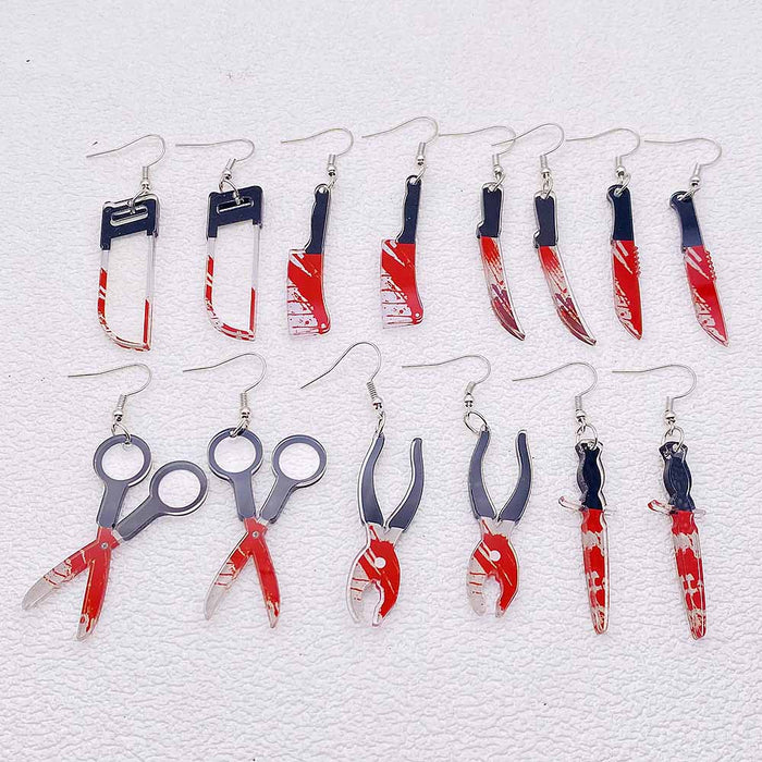 Wholesale Acrylic  earrings simulation blood-red knife  earrings for women