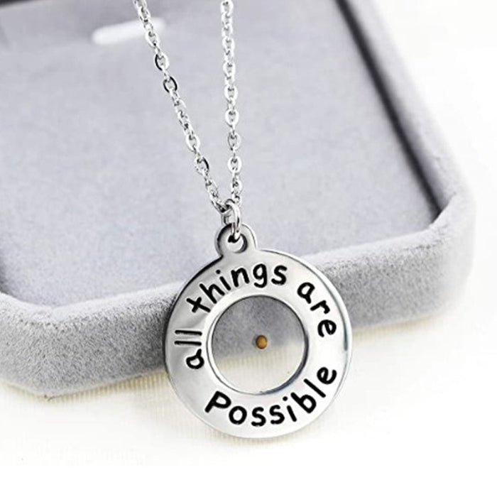 Wholesale Stainless Steel Faith Hope Seed NecklaceTransmountain Mustard Seed Geometric Shape Titanium Pendant