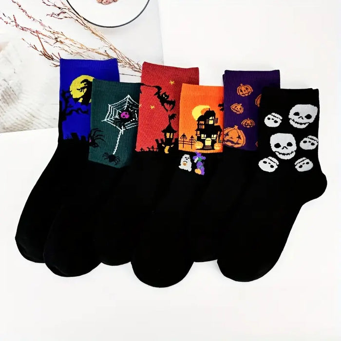 Wholesale  Skull Pumpkin Bat Cartoon Printed Casual Socks Sweat-absorbent Autumn and Winter Mid-tube Socks for Men and Women