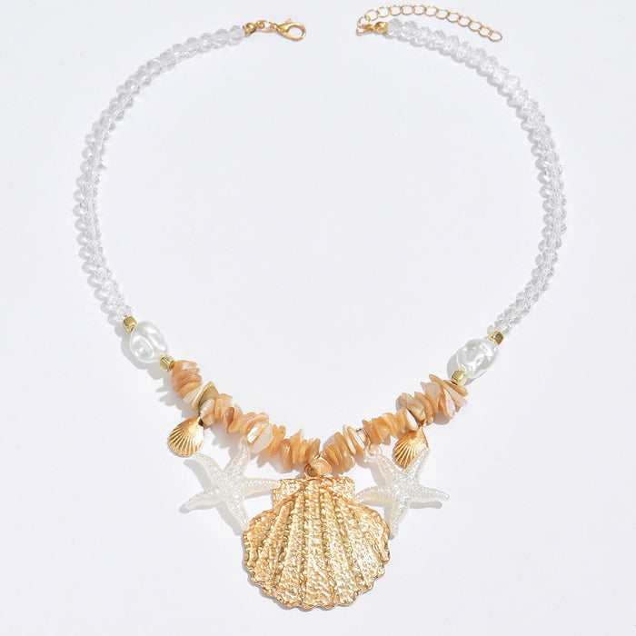 Wholesale Shell Necklace Women's Summer Seaside Fashion Round Bead  Clavicle Chain
