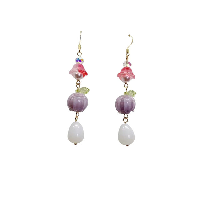 Wholesale Creative new Linglan glass flower earrings with unique new design, high-end earrings for women, ear clips