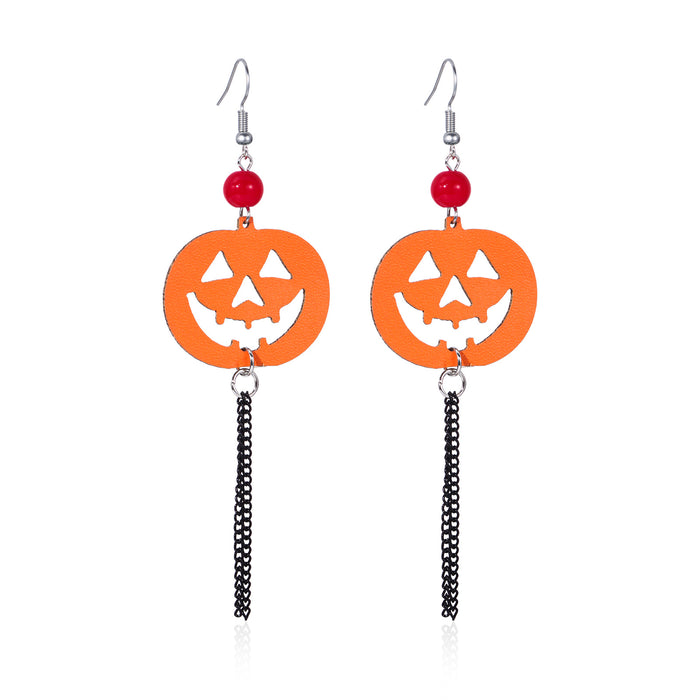 Wholesale Halloween Series Skull Frame Ghost Pumpkin Spider Bat Zinc Alloy Earrings JDC-ES-BinL007