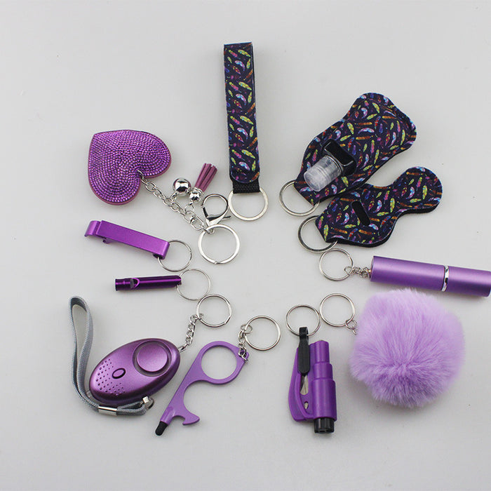 Wholesale Multifunctional Plush Diamond Heart 5-piece Keychain 12-piece Set JDC-KC-TouMS038