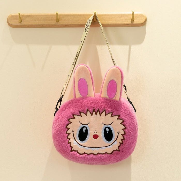 Wholesale Children' s plush bag new cartoon messenger bag large capacity pull cloth doll bag plush toy mobile phone bag