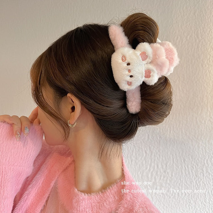 Wholesale  Cartoon Bear Plush Grab Clip Women's Back of Head Hair Clip Large Shark Clip Hair Volume Multi-Hair Clip Headwear