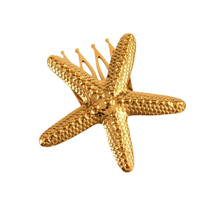 Wholesale Fashionable stainless steel starfish hair clip with bangs and high-end edge clip, exaggerated hair accessories, broken hair clip at the back of the head, wholesale