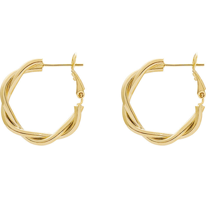 Wholesale Knitted design earrings with golden circles for women, vintage earrings, atmospheric and high-end earrings