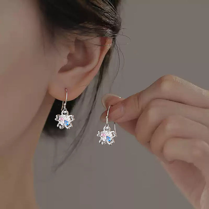 Wholesale Yixuan's new light luxury high-end temperament, fashionable flower earrings, colorful zircon earrings