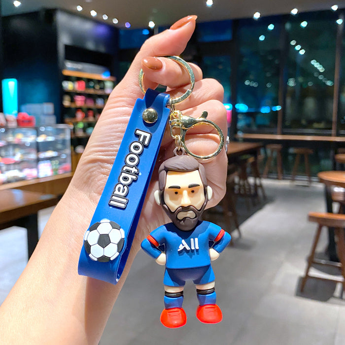 Wholesale Metal Soccer Star Cartoon Keychain Decorative Car Key Accessory MOQ≥2