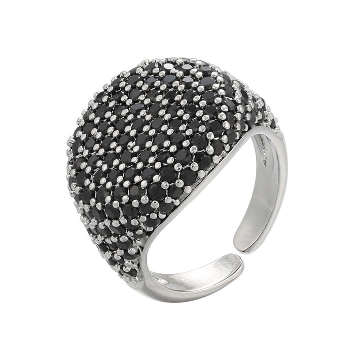 Wholesale Adjustable circular full diamond ring with adjustable opening
