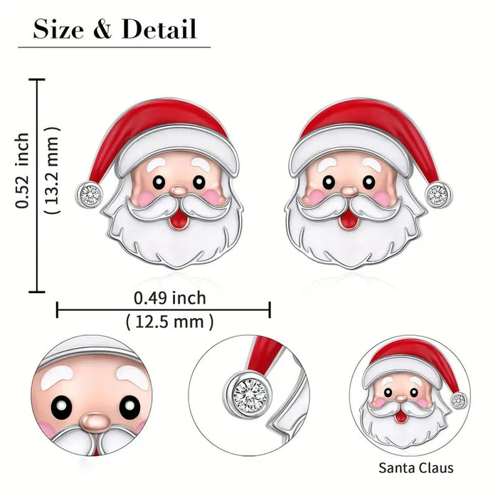 Wholesale Christmas  Cute Hat Earrings Cartoon Diamond Set Simple Earrings
