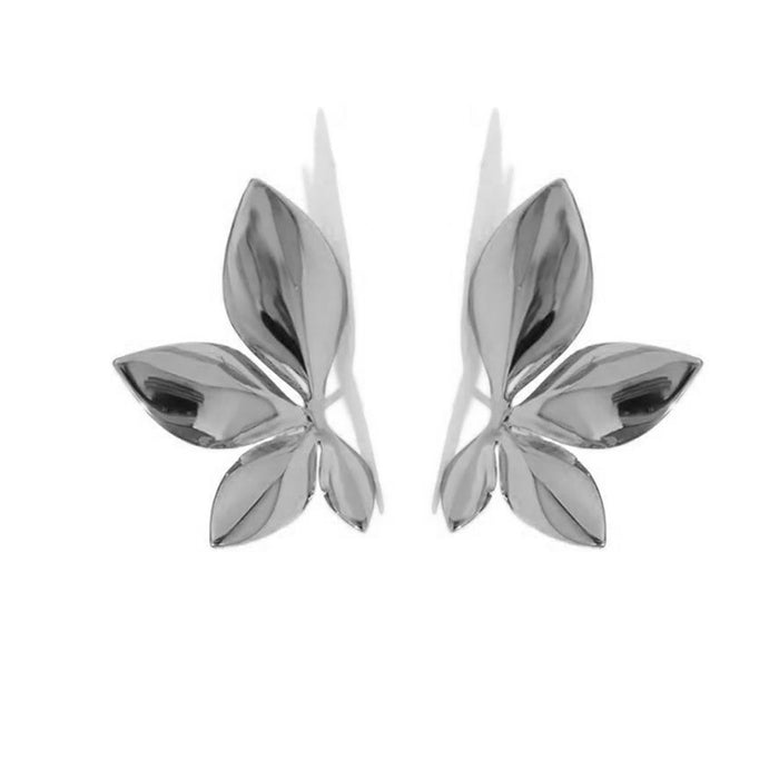 Wholesale Women's Metal Flower and Leaf Earrings Gold Plated Earrings