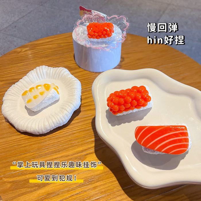 Wholesale Silicone Salmon Sushi Squishy Keychain Stress Relief Toy Cute Bag Charm Gift