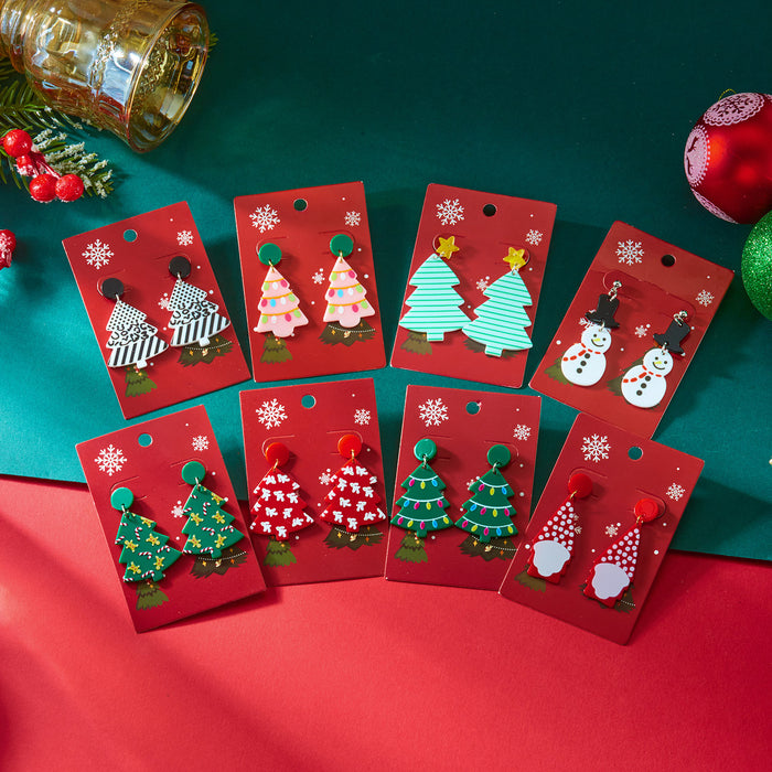 Wholesale Christmas series earrings Nutcracker  lights Christmas tree elk cane acrylic earrings