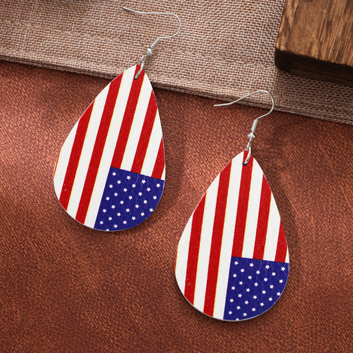 Wholesale Leather earrings with printed pentagram PU leather earrings and water droplet multi-layer earrings wholesale