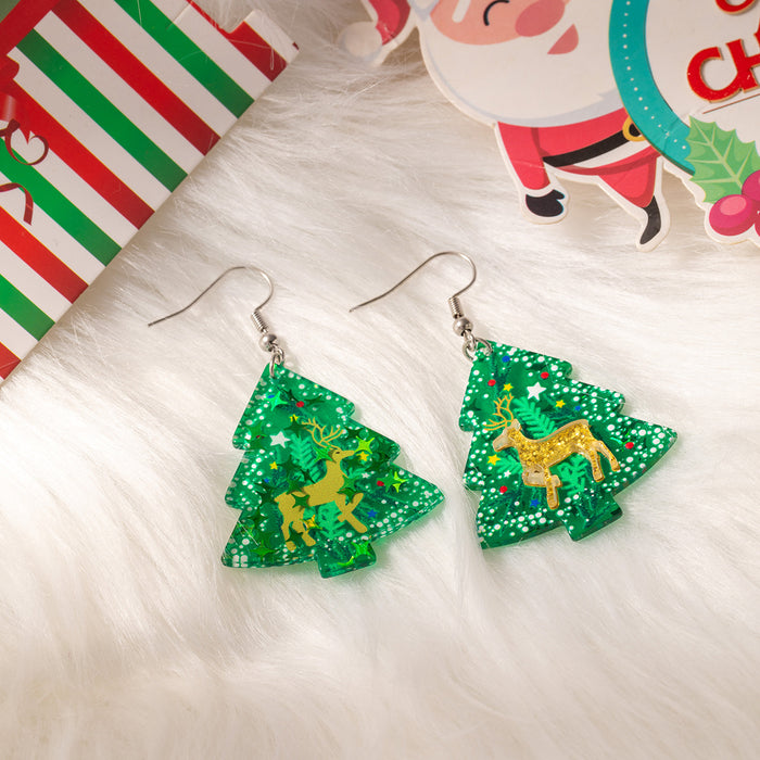 Wholesale Christmas New Year Acrylic Earrings Christmas Tree Elk Snowflake Simple Earrings