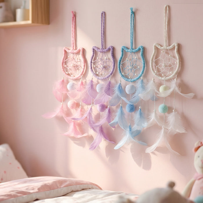 Wholesale Handmade Pink Feather Dream Catcher Polyester Home Decor Pendant